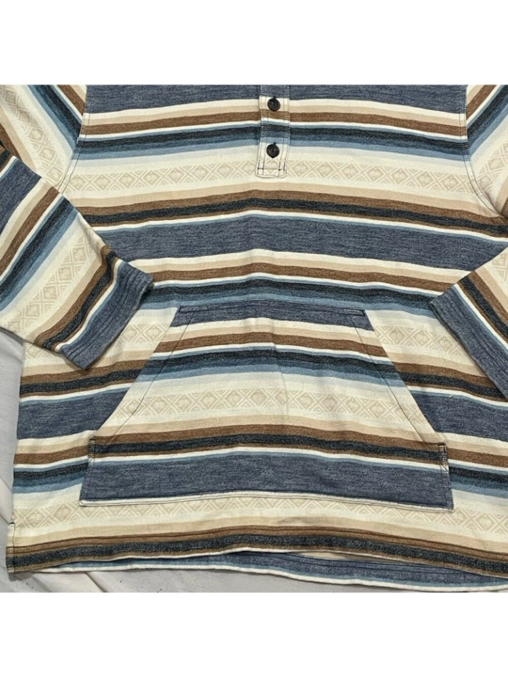 Pendleton Aztec Hoodie Pullover Mens Large Doublesoft Popover Southwest Henley - Picture 5 of 8
